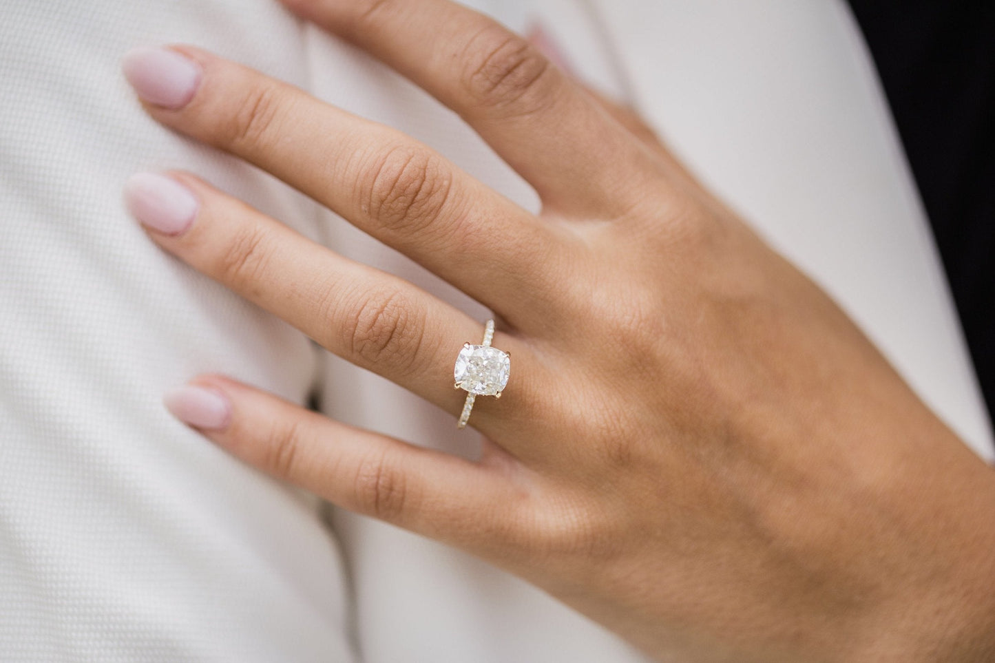 2.77 CT Cushion Solitaire Pave Moissanite Engagement Ring - farrellouise
