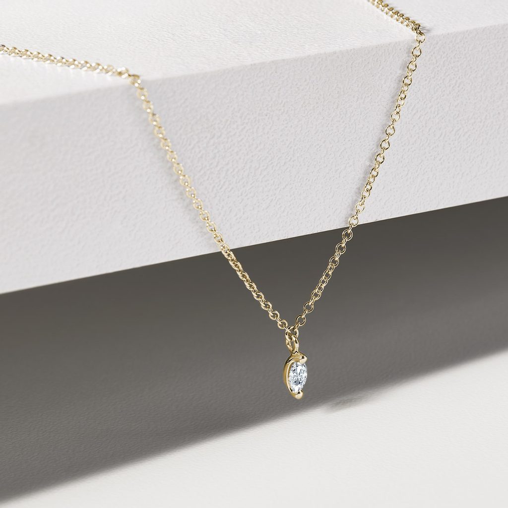 0.13 CT Marquise Moissanite Diamond Solitaire Pendent Necklace - farrellouise