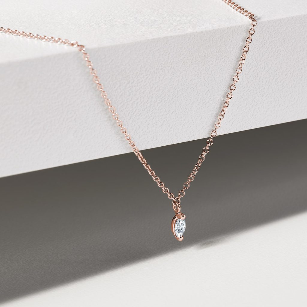 0.13 CT Marquise Moissanite Diamond Solitaire Pendent Necklace - farrellouise