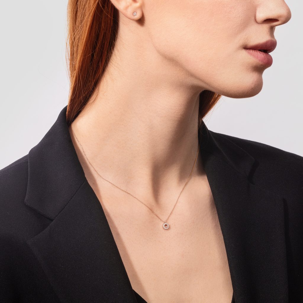 0.10 TCW Round Moissanite Diamond Circle Pendent Necklace - farrellouise