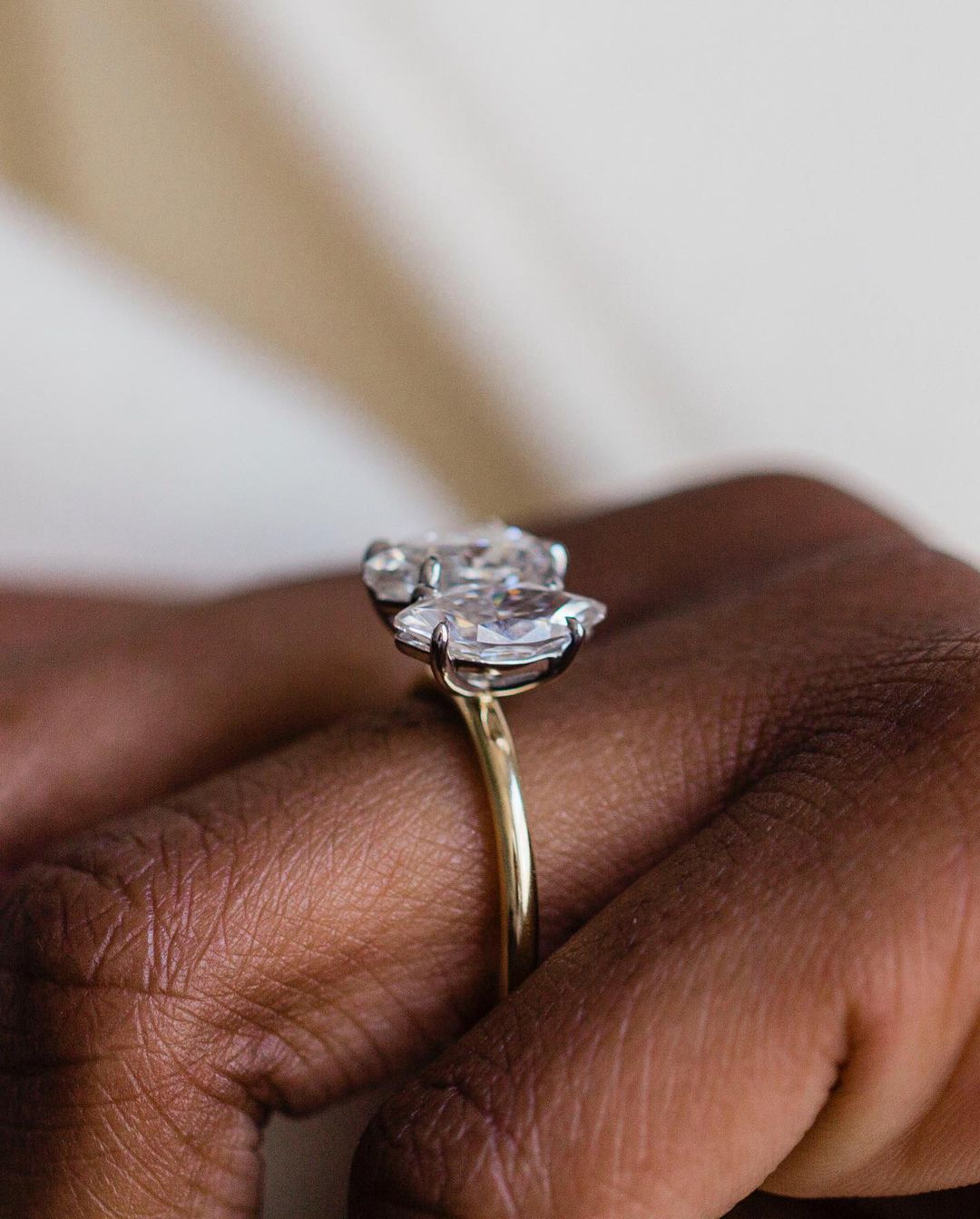 3.45 CT Pear & Marquise Two Stone Moissanite Engagement Ring - farrellouise