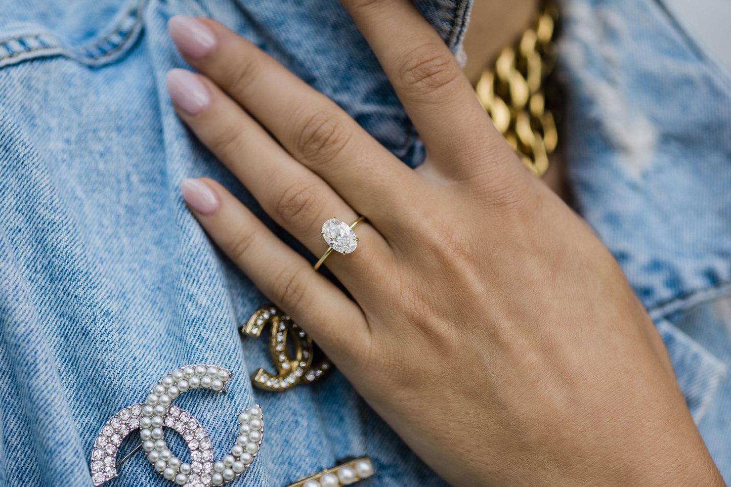 2.70 CT Oval Solitaire Hidden Halo Moissanite Engagement Ring - farrellouise