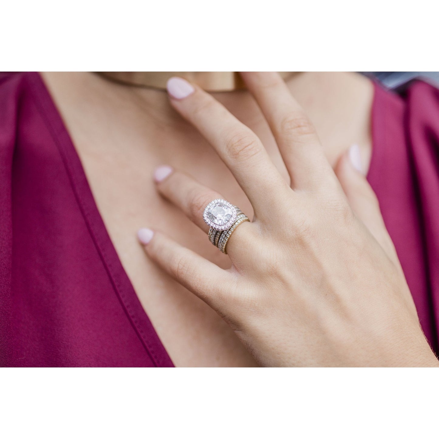 3.60 CT Cushion Halo & Pave Moissanite Engagement Ring - farrellouise