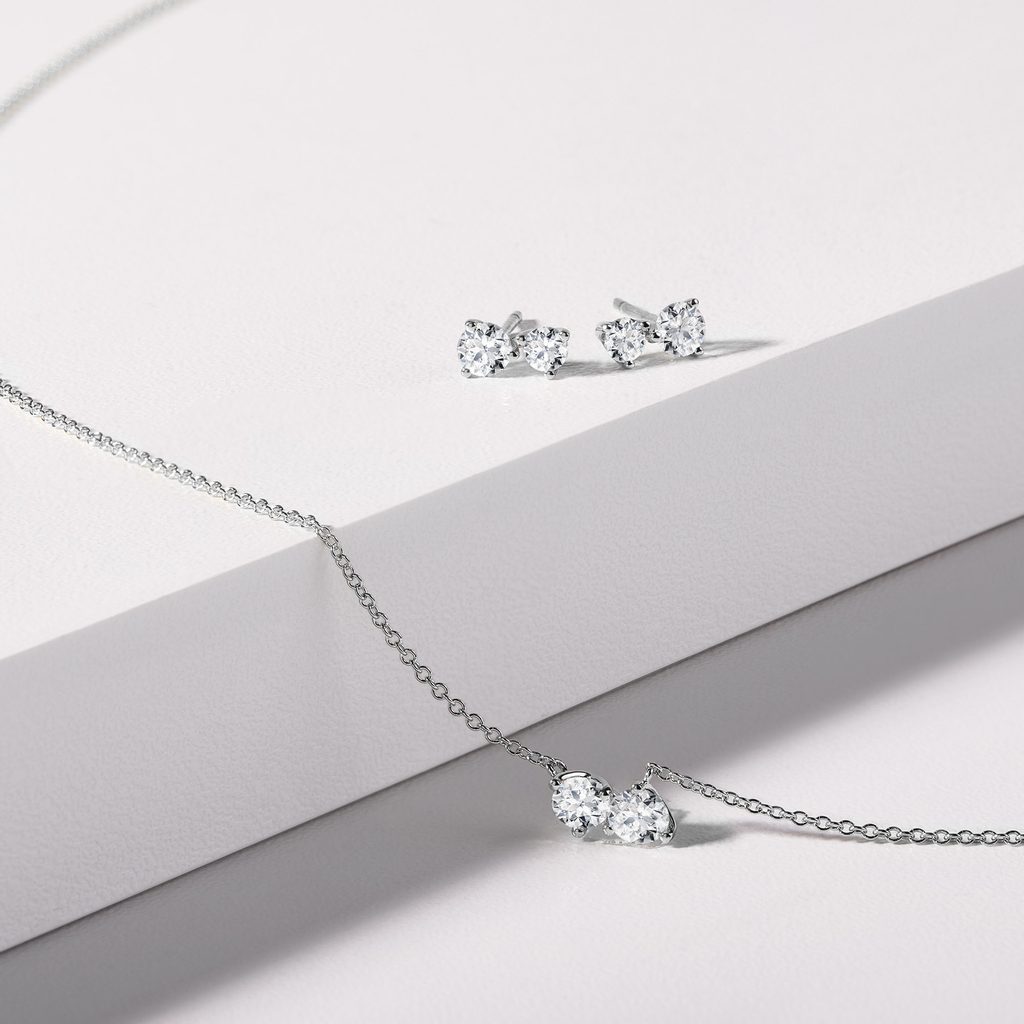 0.35 TCW Round Moissanite Diamond Two Stones Pendent Necklace - farrellouise