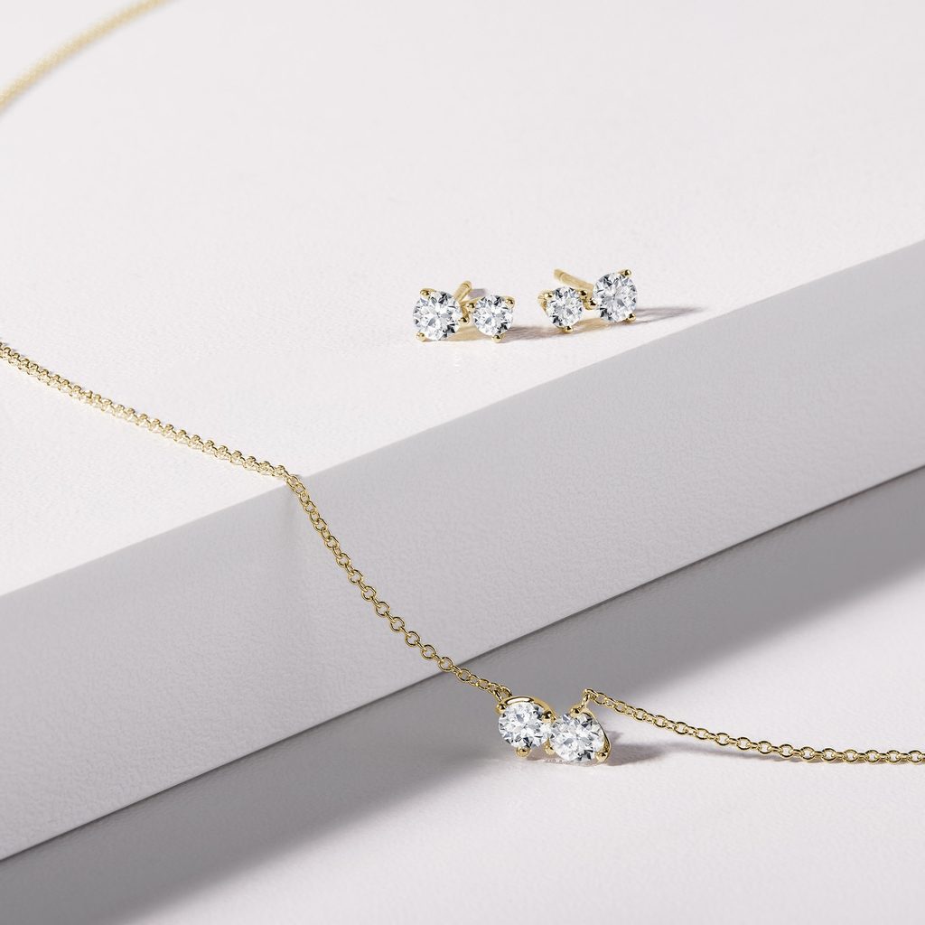 0.35 TCW Round Moissanite Diamond Two Stones Pendent Necklace - farrellouise