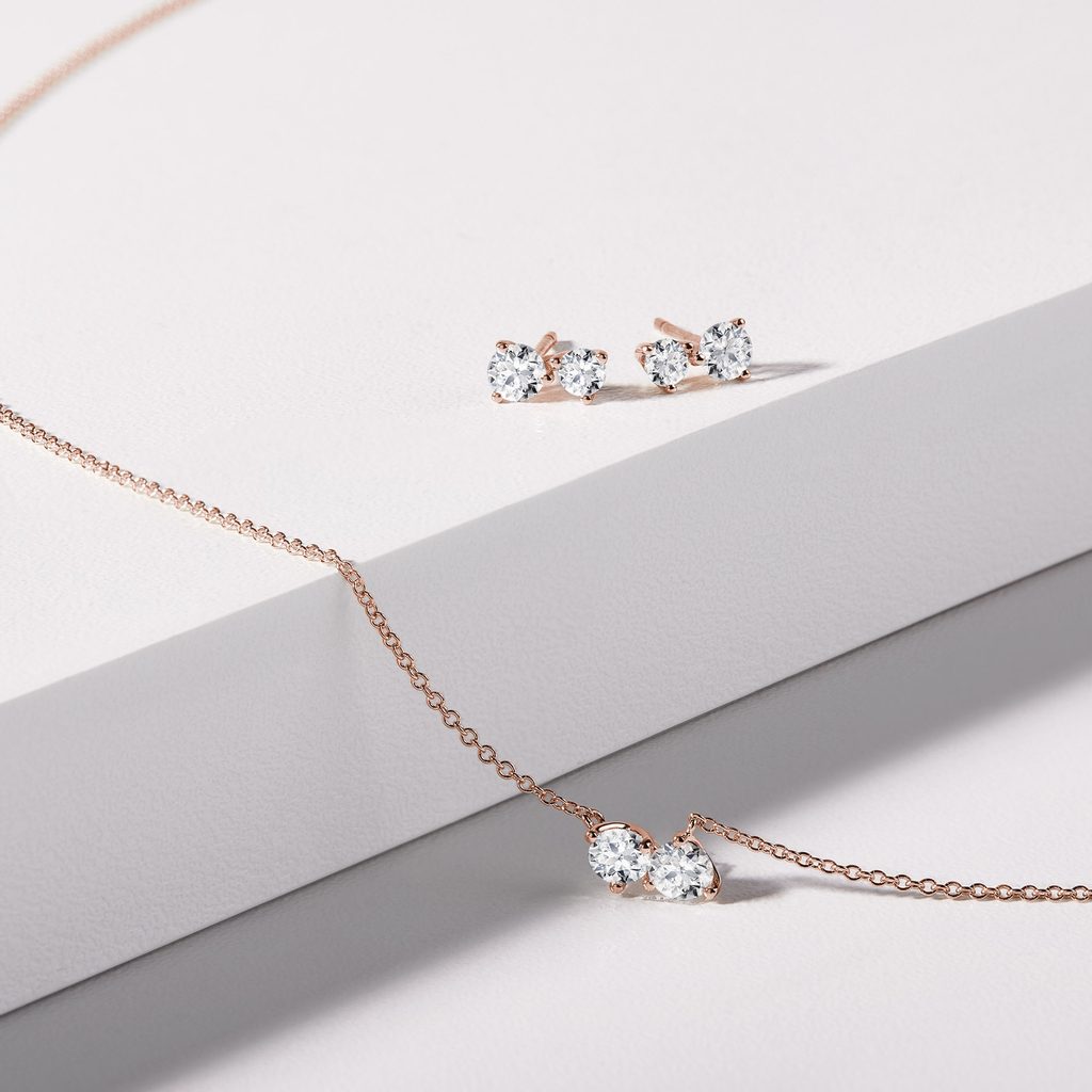 0.35 TCW Round Moissanite Diamond Two Stones Pendent Necklace - farrellouise