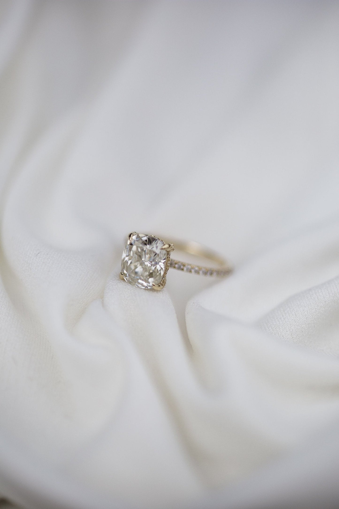 2.77 CT Cushion Solitaire Pave Moissanite Engagement Ring - farrellouise