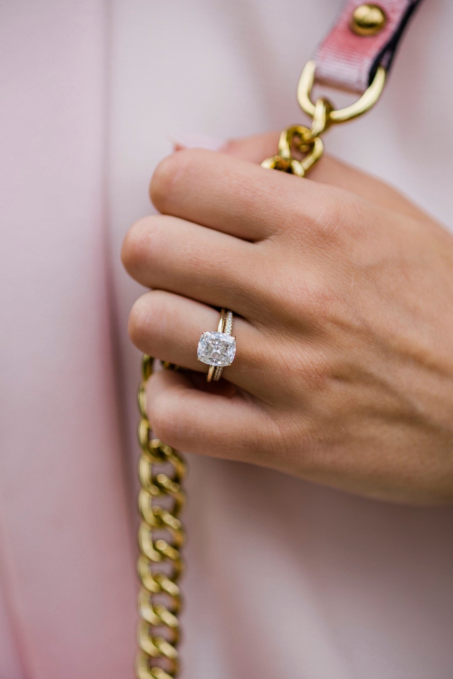 3.0 CT Cushion Solitaire Hidden Halo Moissanite Engagement Ring - farrellouise
