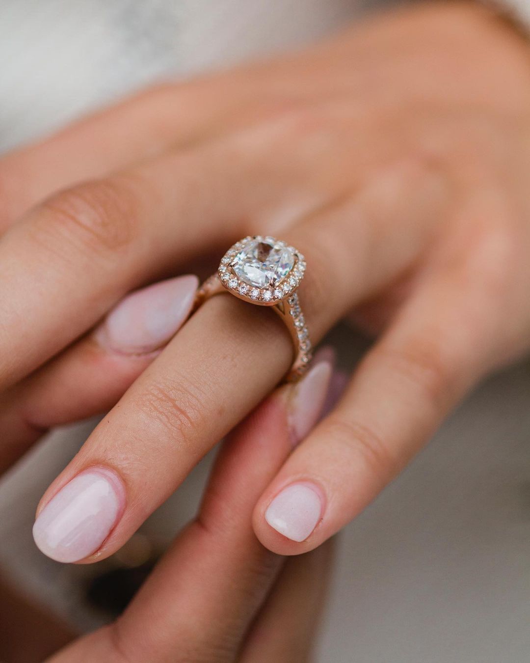 2.30 CT Cushion Halo Moissanite Engagement Ring - farrellouise