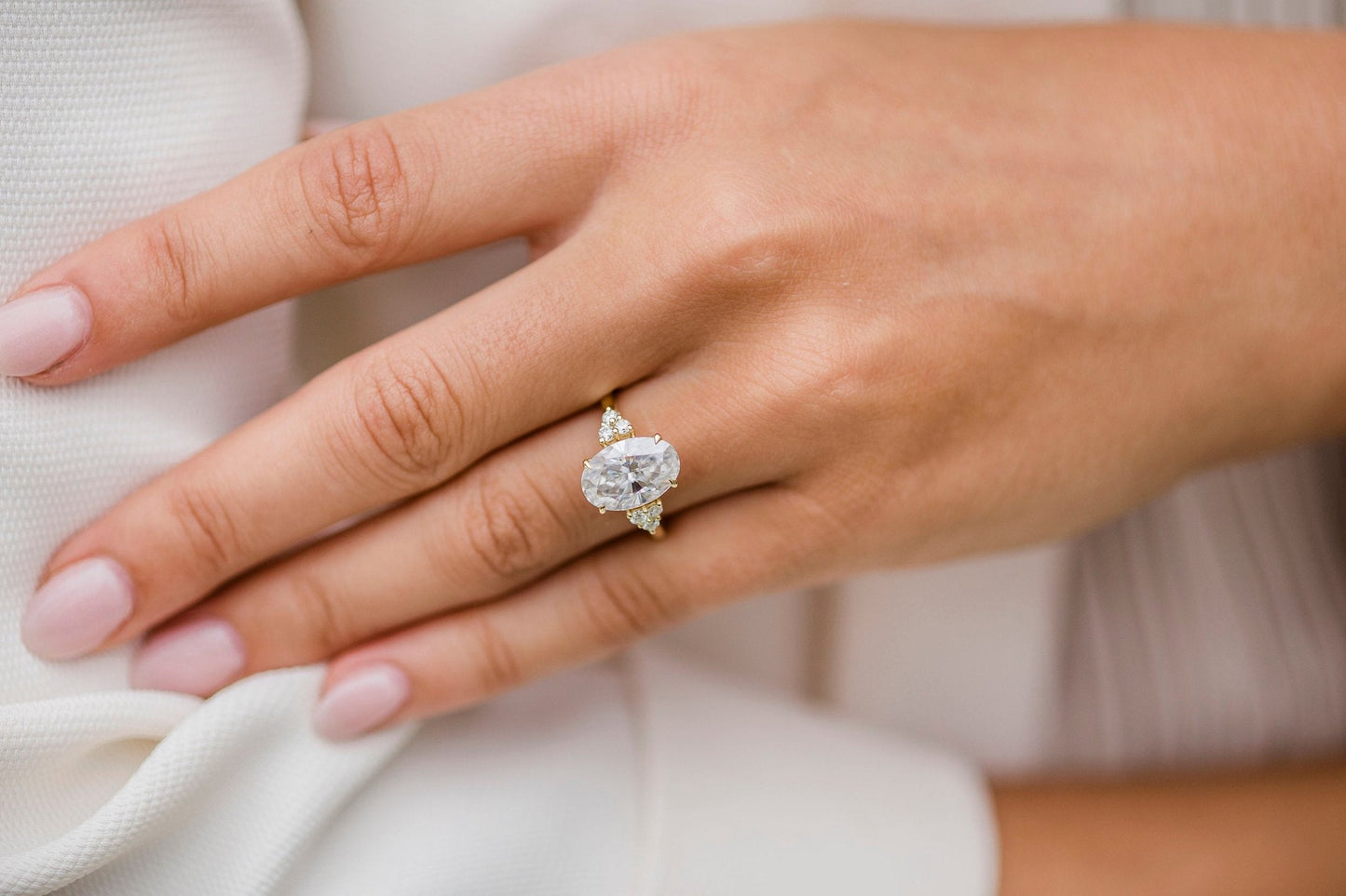 4.0 CT Oval Cluster Moissanite Engagement Ring - farrellouise