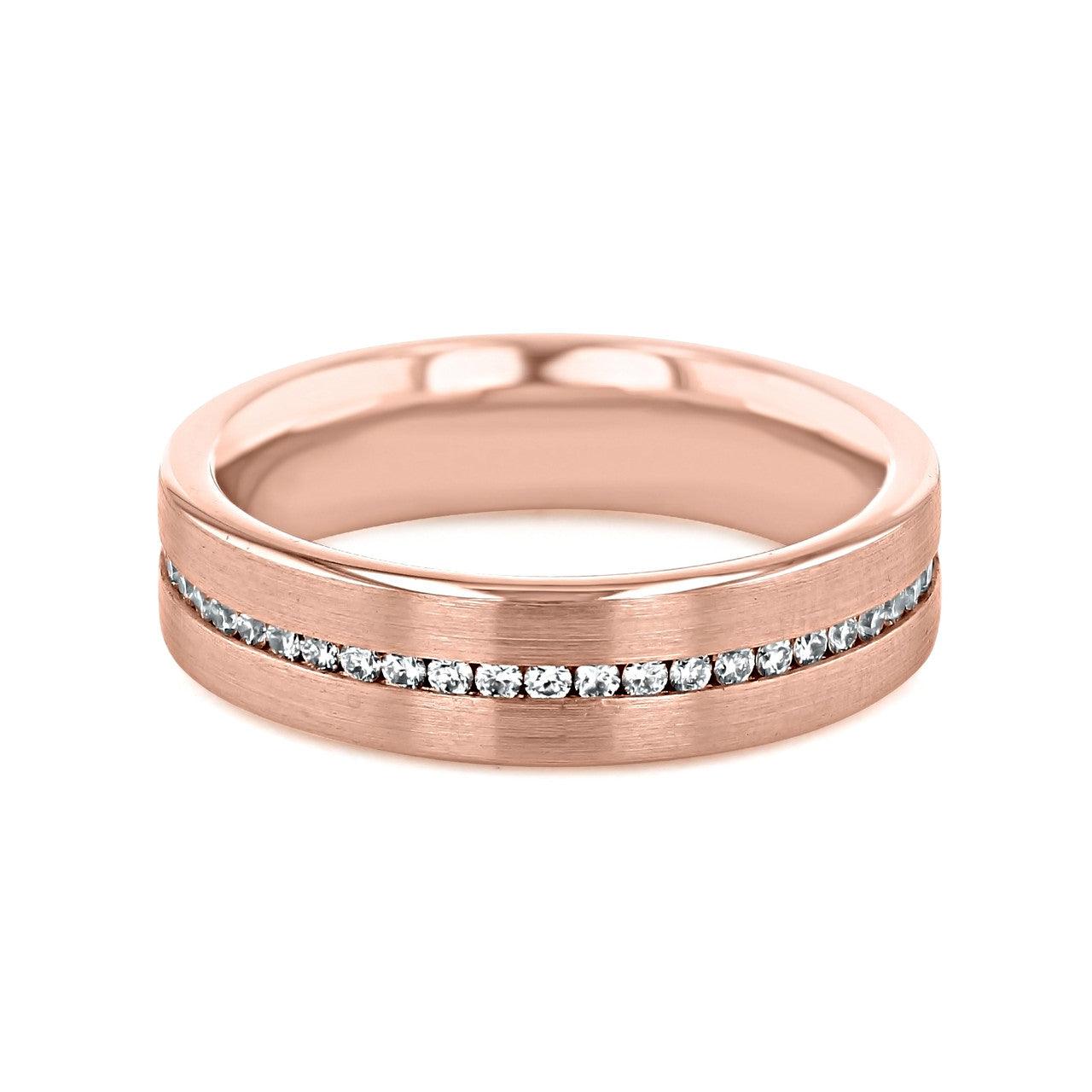 Round Stones Satin Men's Wedding Band - farrellouise