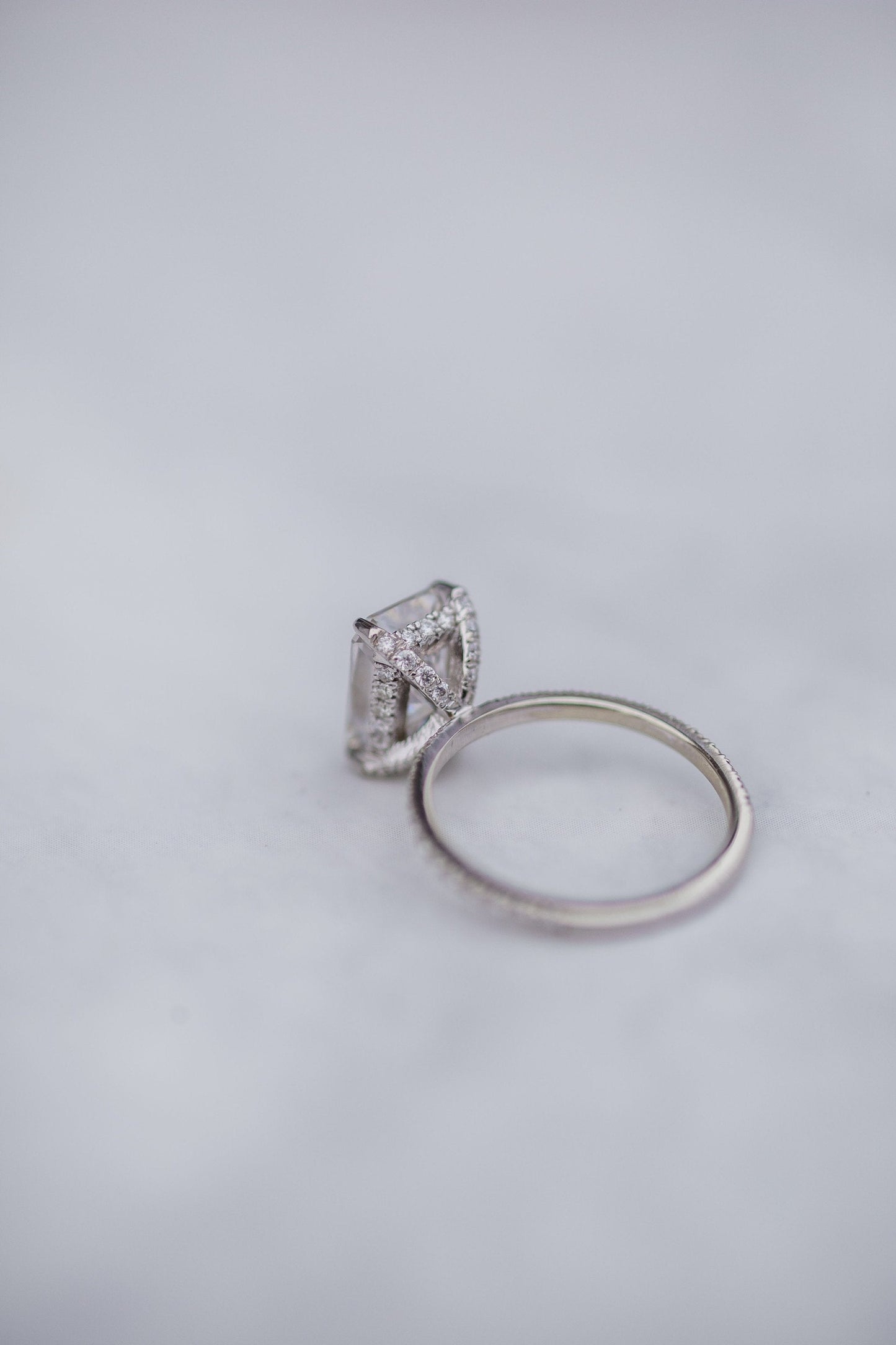 2.70 CT Radiant Solitaire Hidden Halo & Pave Moissanite Engagement Ring - farrellouise