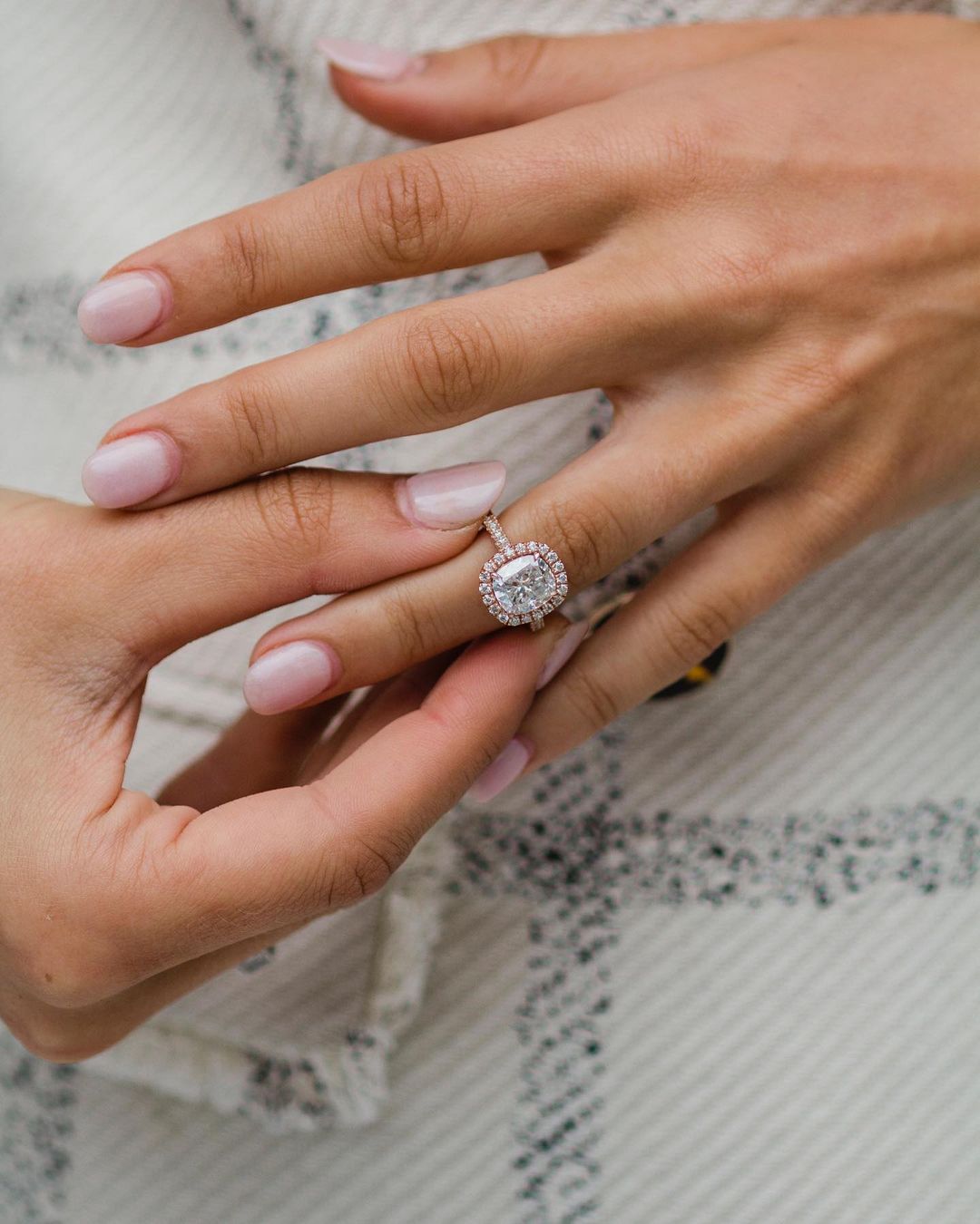 2.30 CT Cushion Halo Moissanite Engagement Ring - farrellouise