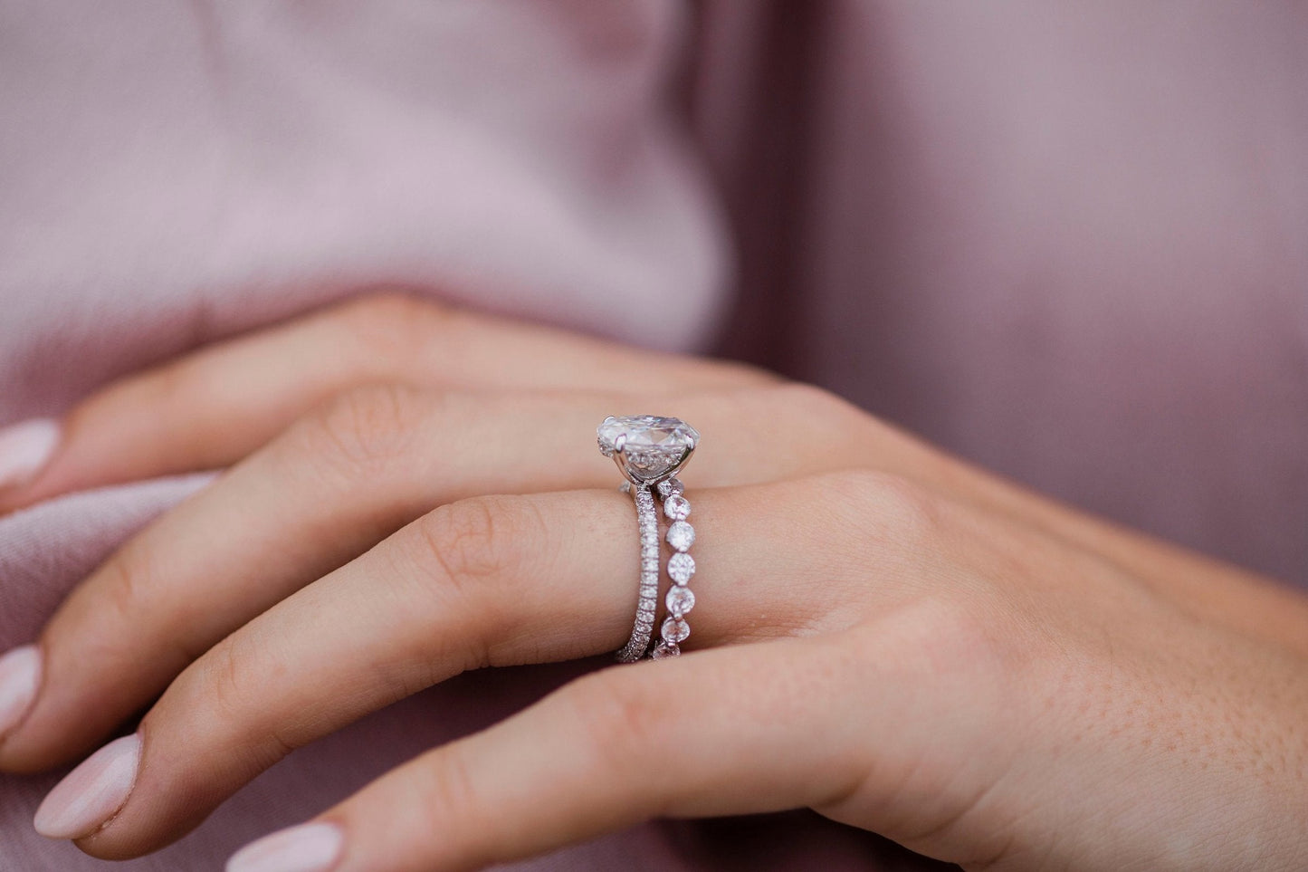 3.0 CT Oval Solitaire Hidden Halo & Pave Moissanite Engagement Ring - farrellouise