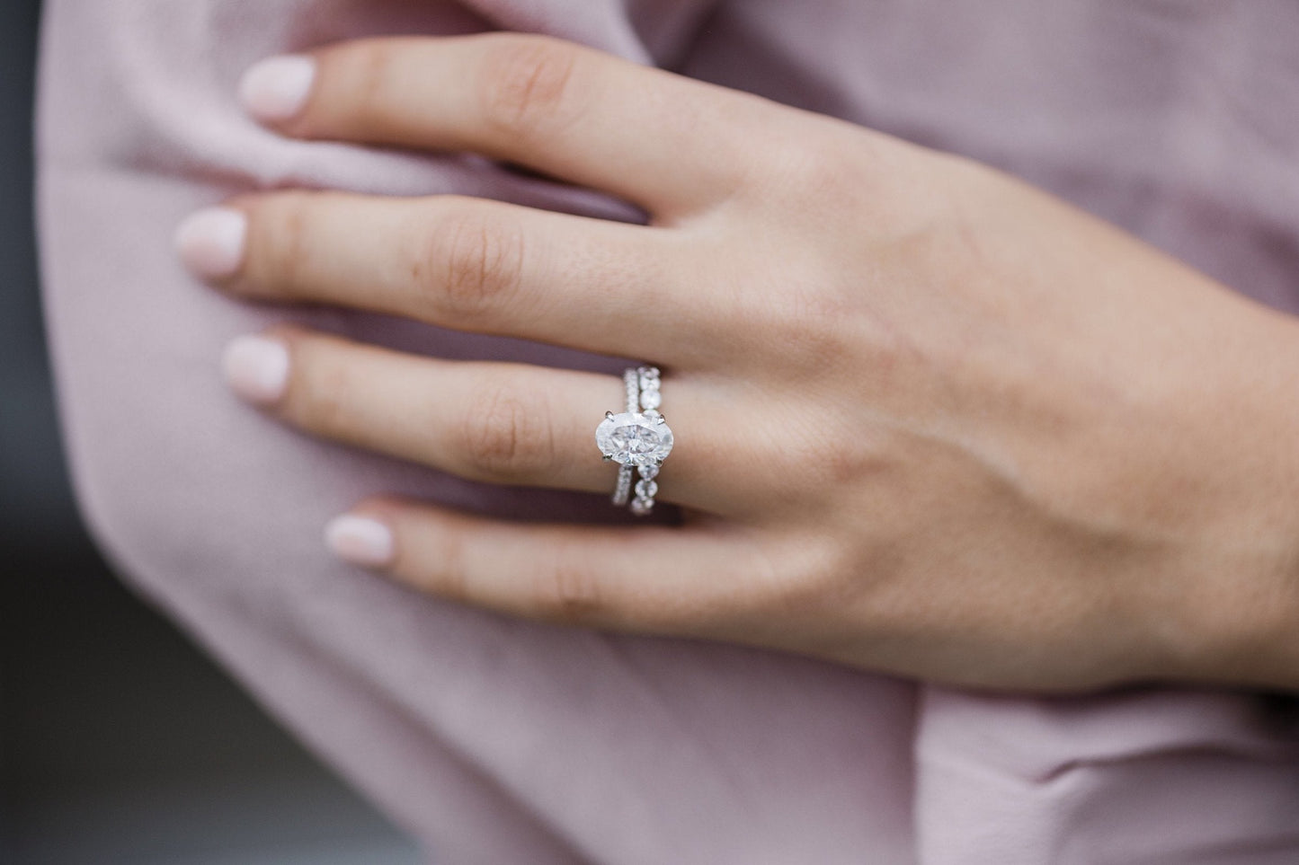 3.0 CT Oval Solitaire Hidden Halo & Pave Moissanite Engagement Ring - farrellouise