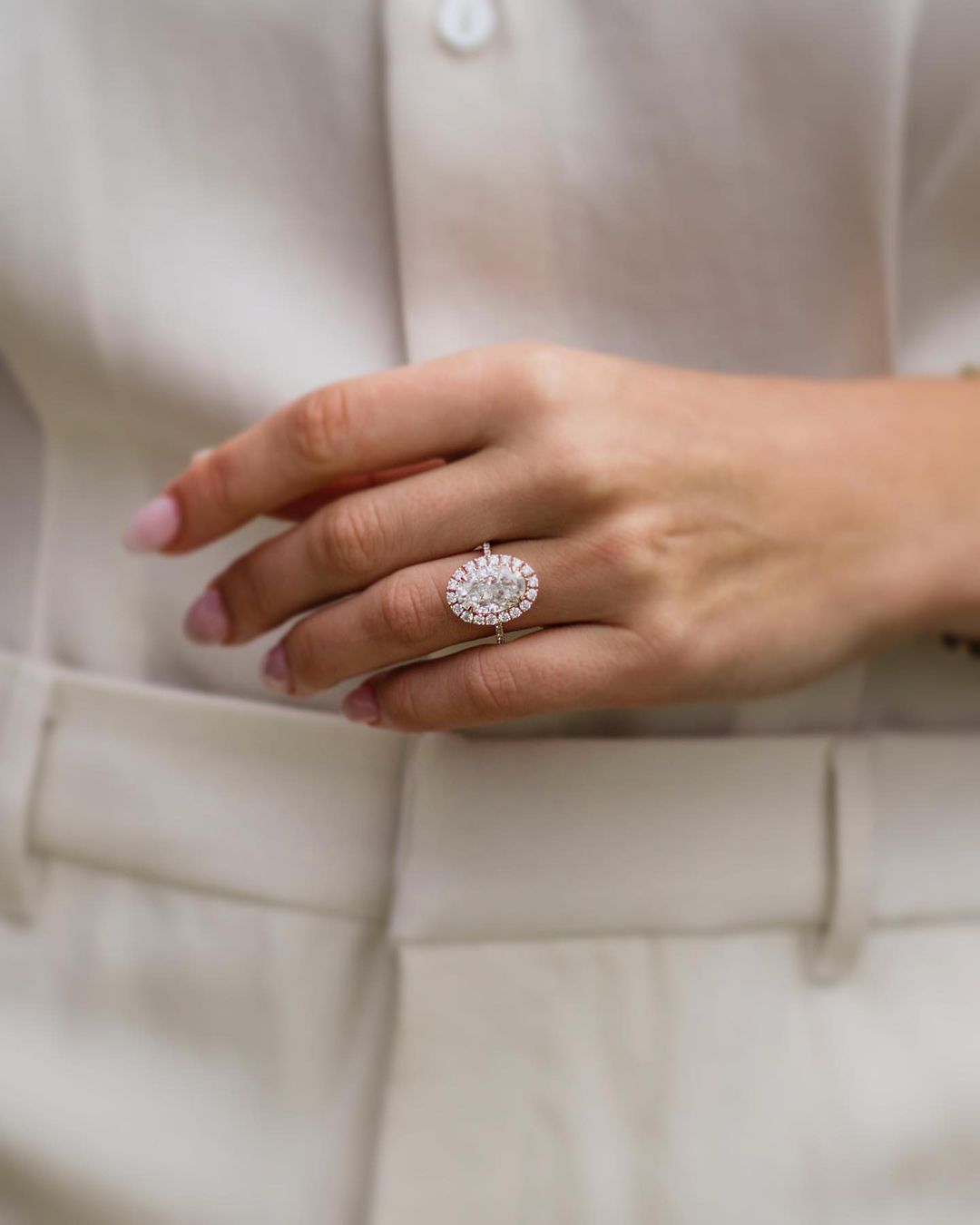 3.41 - 5.41 CT Oval Cut Halo & Pave Moissanite Engagement Ring - farrellouise