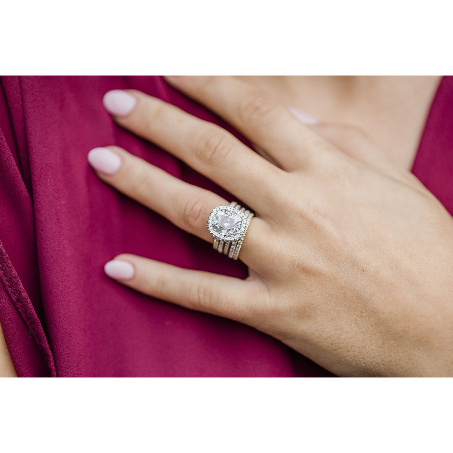 3.60 CT Cushion Halo & Pave Moissanite Engagement Ring - farrellouise