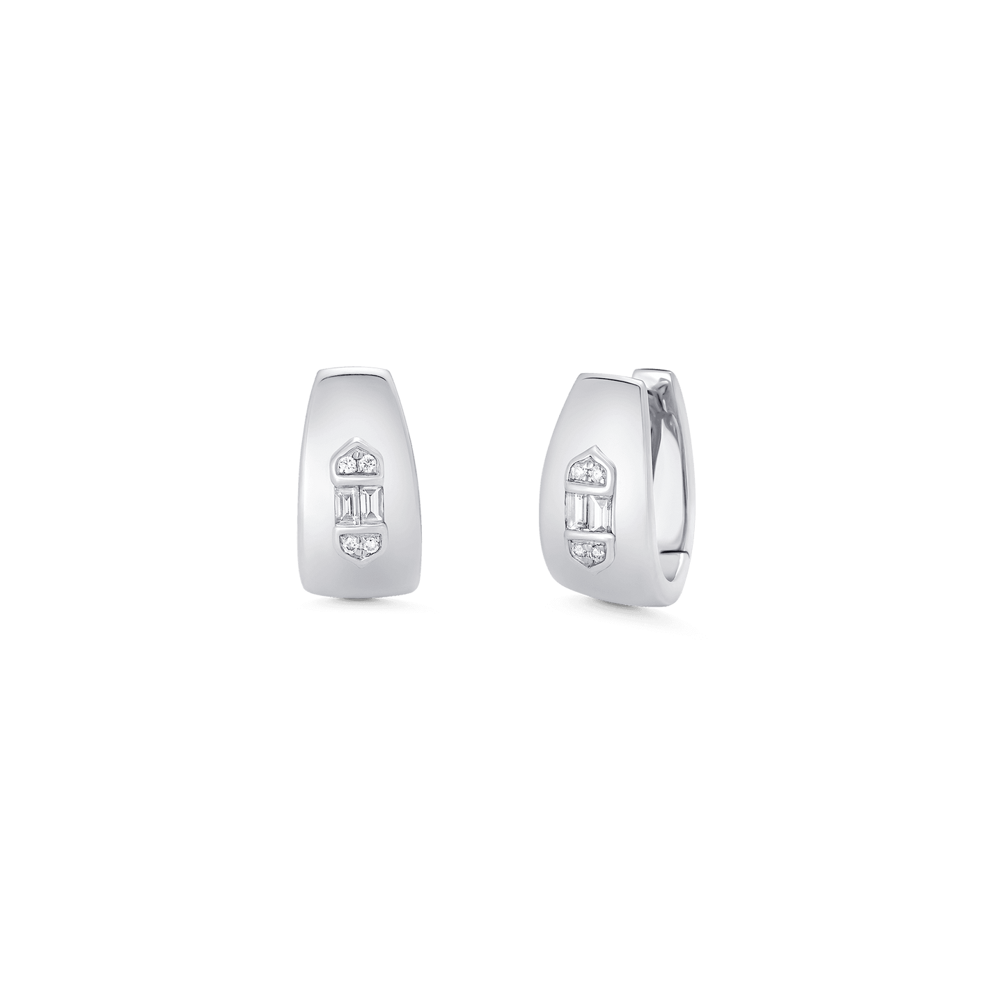 0.17 TCW Round & Baguette Moissanite Diamond Huggie Earrings - farrellouise
