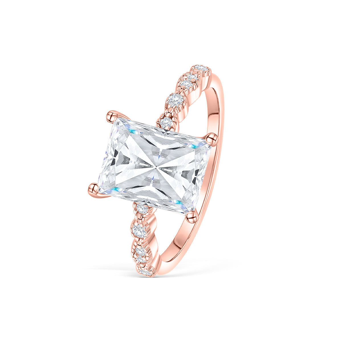 1.50 CT Radiant Moissanite Milgrain Pave Engagement Ring - farrellouise