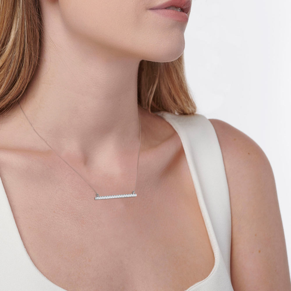 0.20 TCW Round Moissanite Diamond Bar Style Necklace - farrellouise