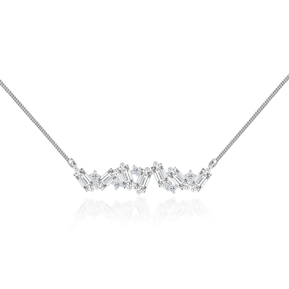 1.0 TCW Emerald & Round Moissanite Diamond Cluster Style Necklace - farrellouise
