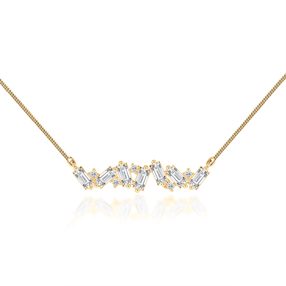 1.0 TCW Emerald & Round Moissanite Diamond Cluster Style Necklace - farrellouise
