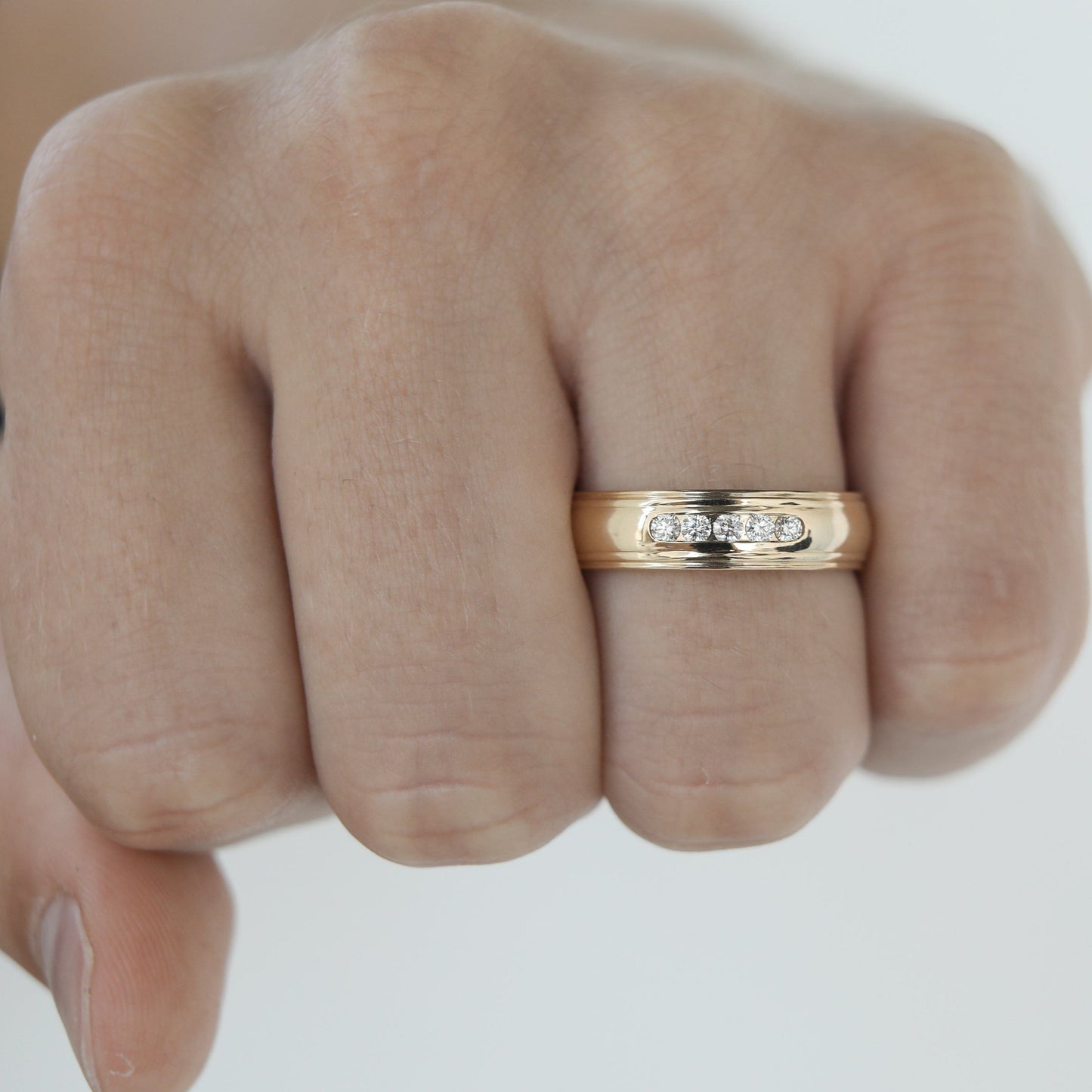 Stone Setting High Polish Finish Men's Band - farrellouise