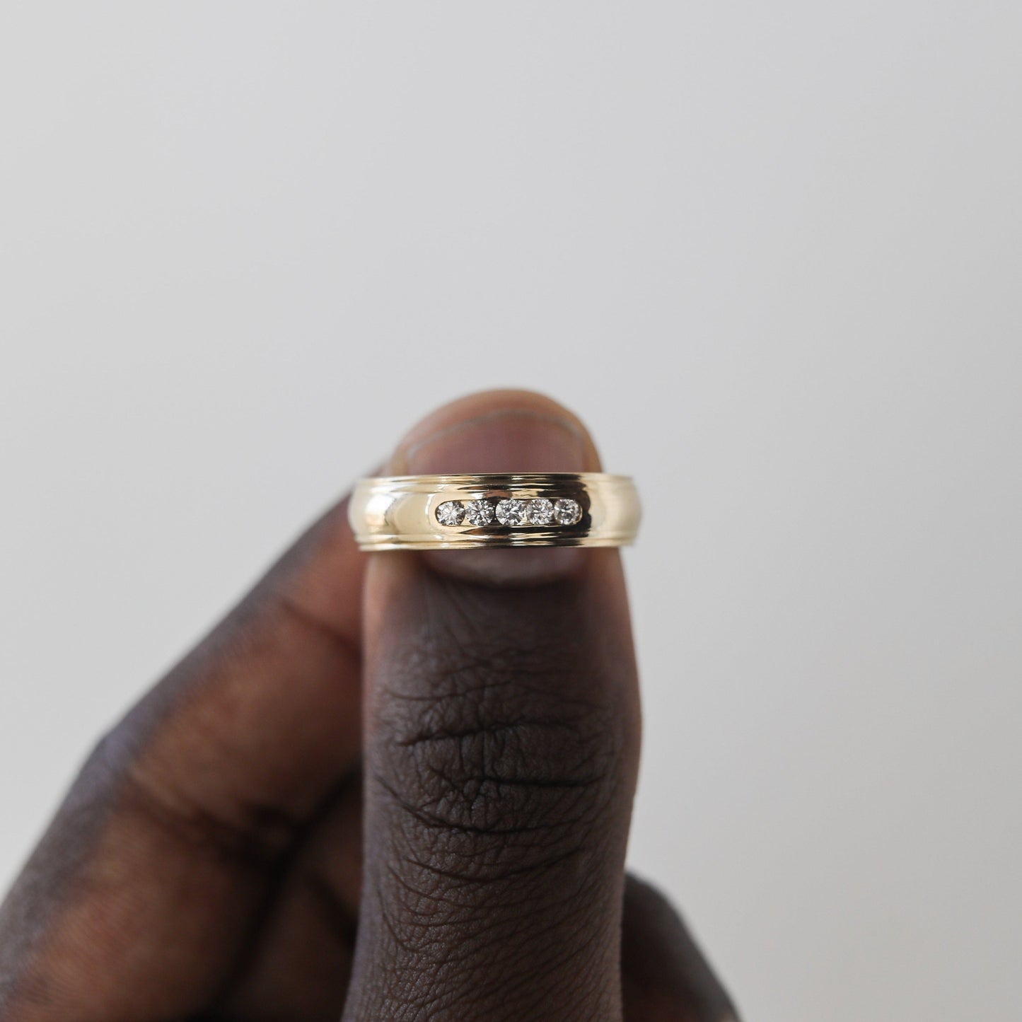Stone Setting High Polish Finish Men's Band - farrellouise