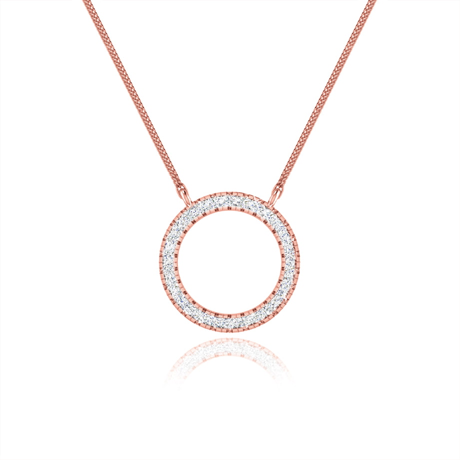 0.23 TCW Round Moissanite Diamond Circle Pendant Necklace - farrellouise