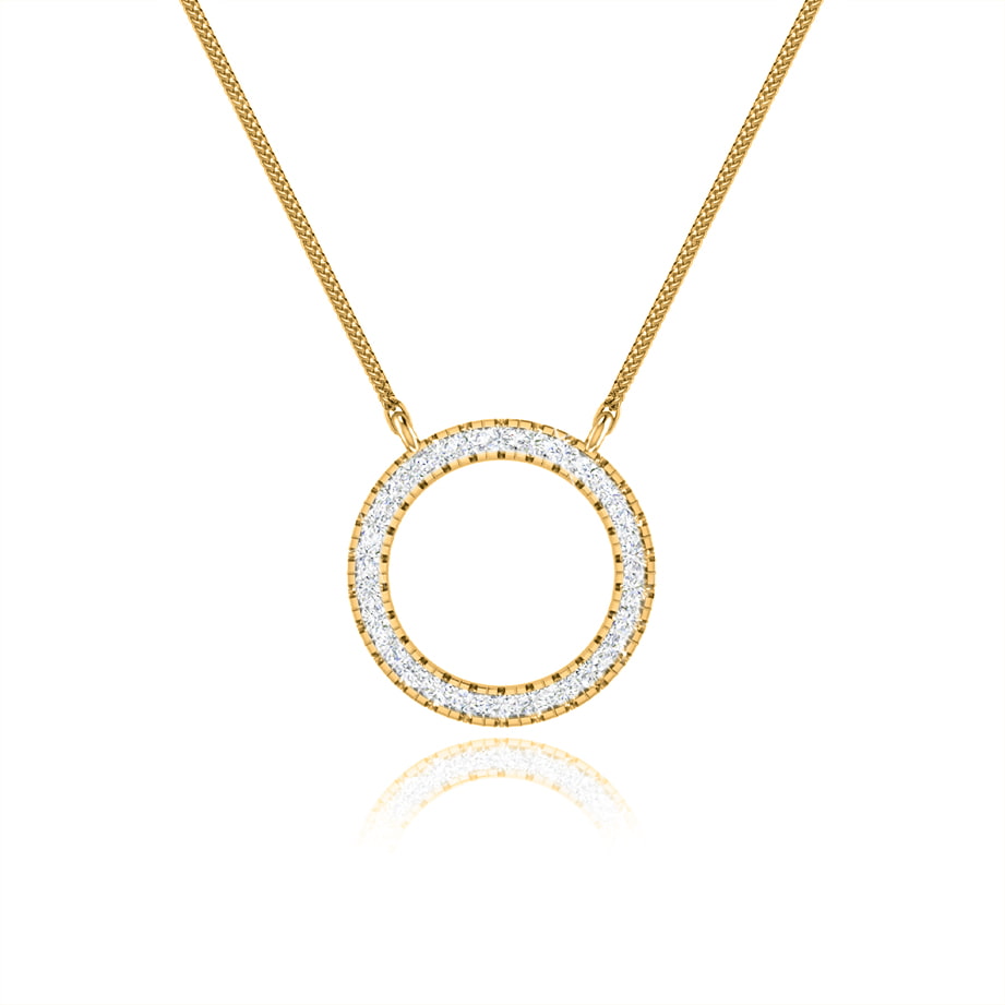 0.23 TCW Round Moissanite Diamond Circle Pendant Necklace - farrellouise