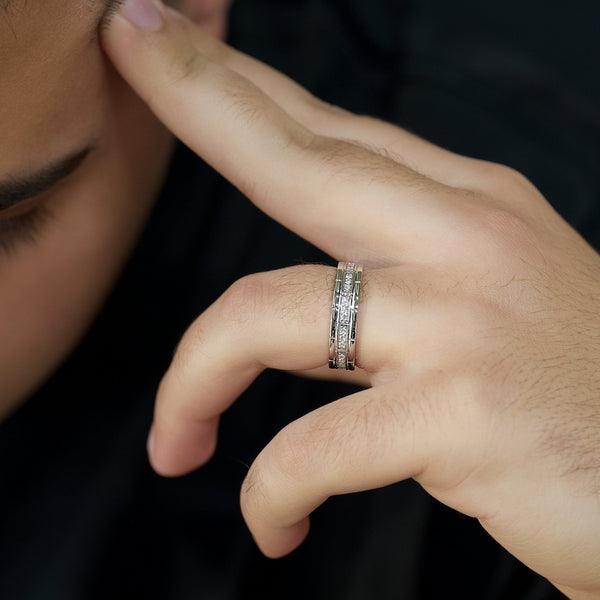 Round Shaped Stones Wedding Band For Men - farrellouise