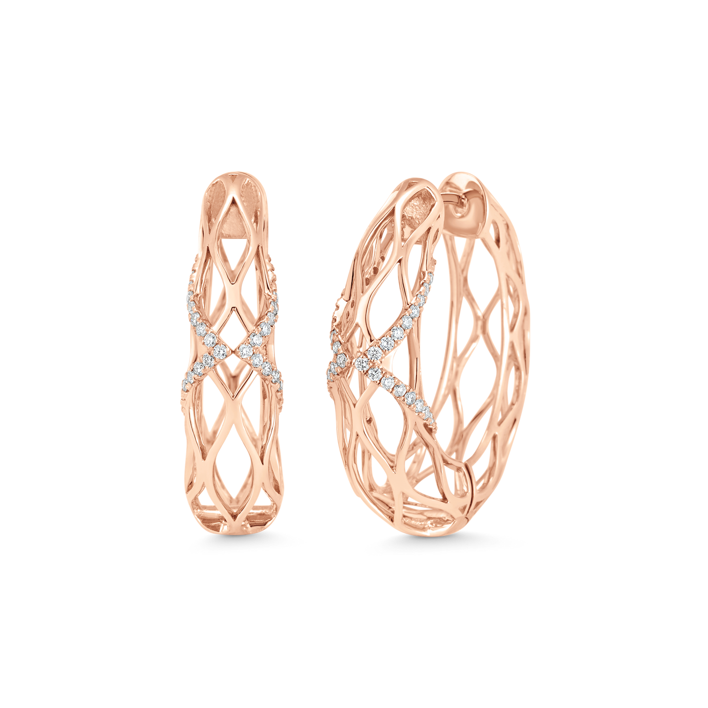 0.53 TCW Round Moissanite Diamond Dentelle Hoops Earrings - farrellouise