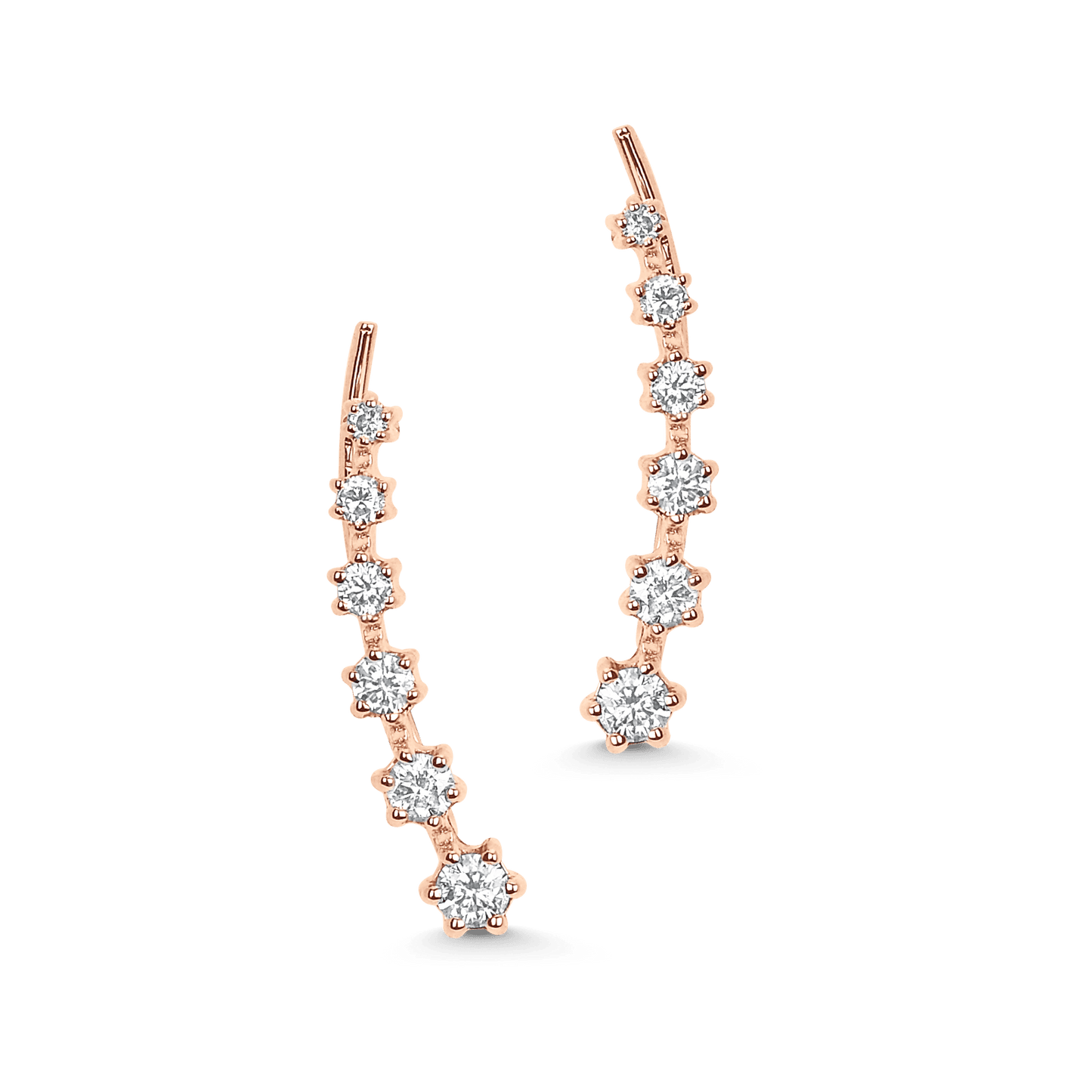 0.28 TCW Round Moissanite Diamond Ear Crawler Earrings - farrellouise