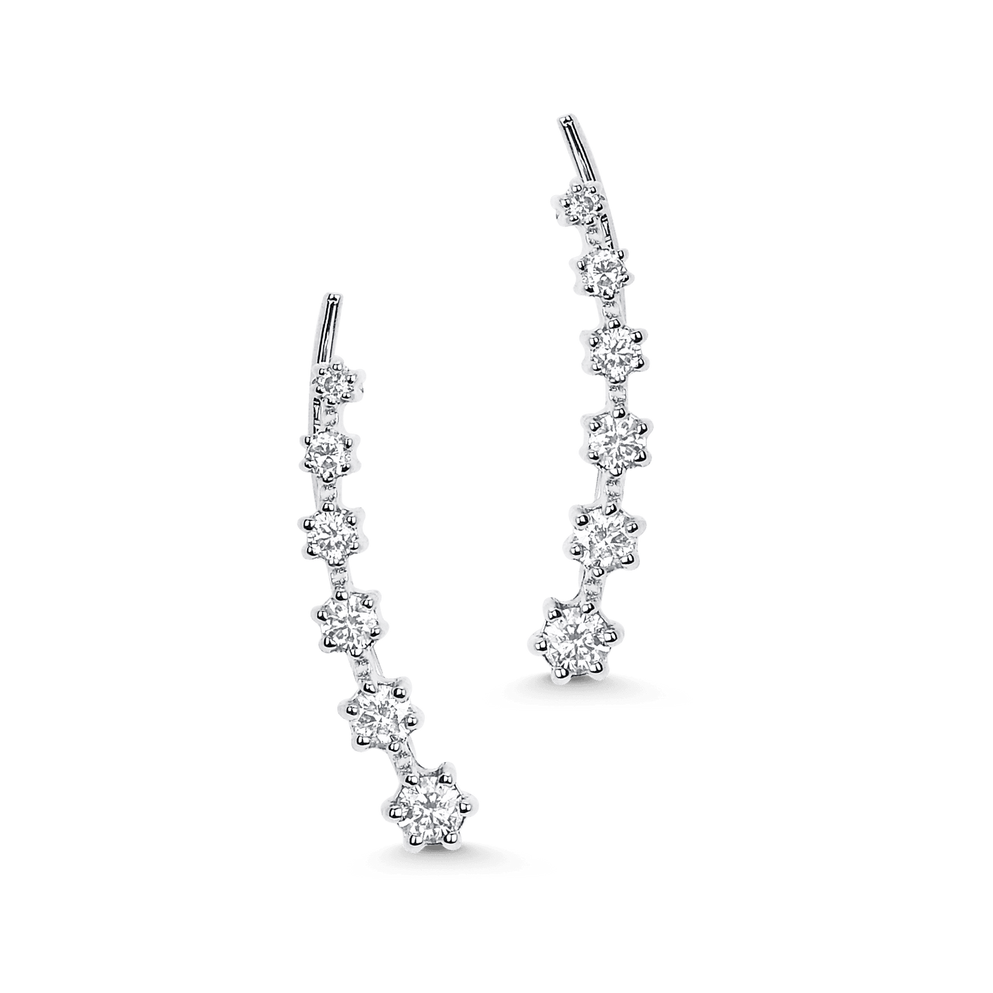 0.28 TCW Round Moissanite Diamond Ear Crawler Earrings - farrellouise