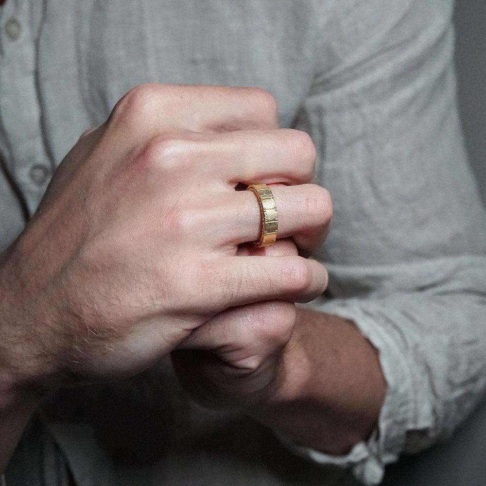 Classic Shield Textured Men's Wedding Band - farrellouise