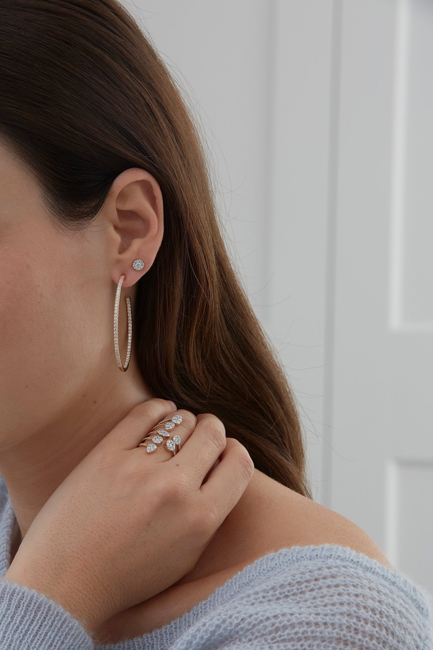 2.25 TCW Round Moissanite Diamond Inside Out Hoop Earrings - farrellouise