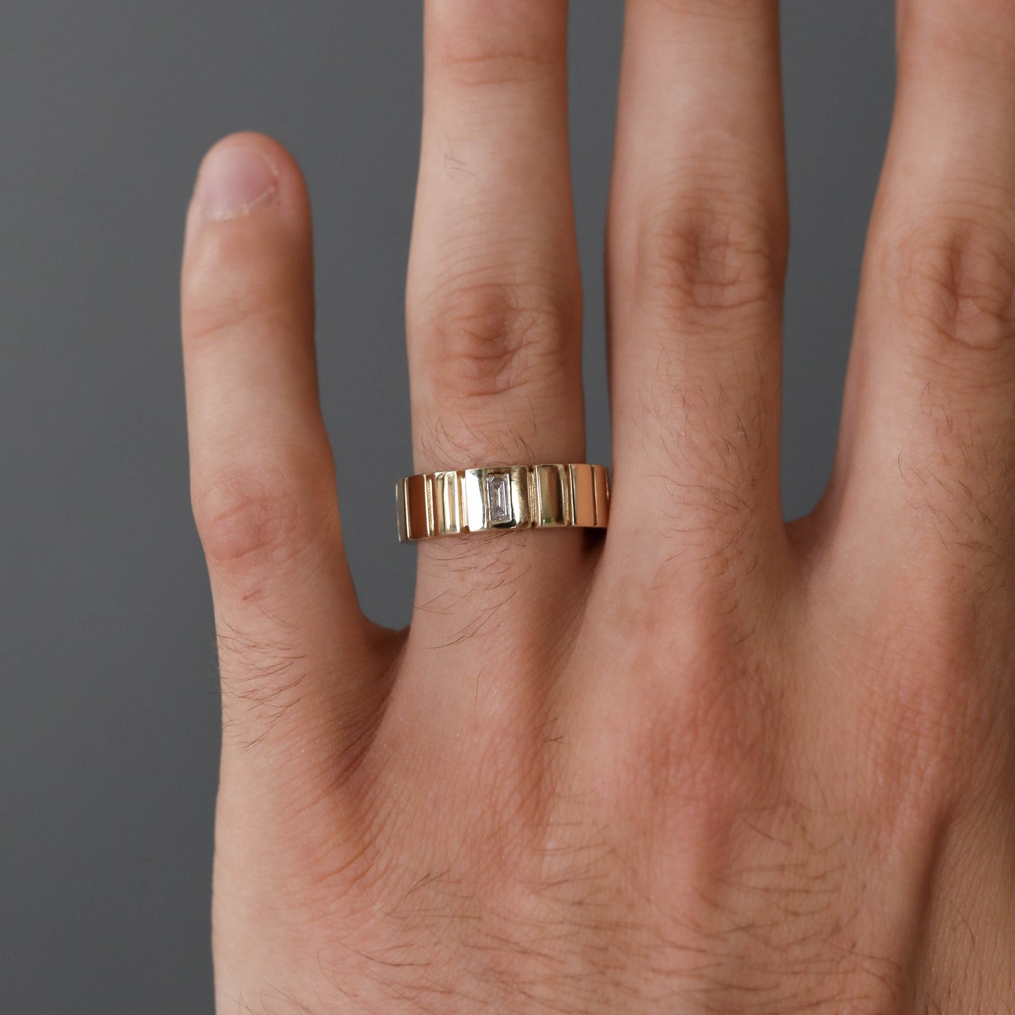 Polished Finish Stone Setting Men's Classic Wedding Band - farrellouise
