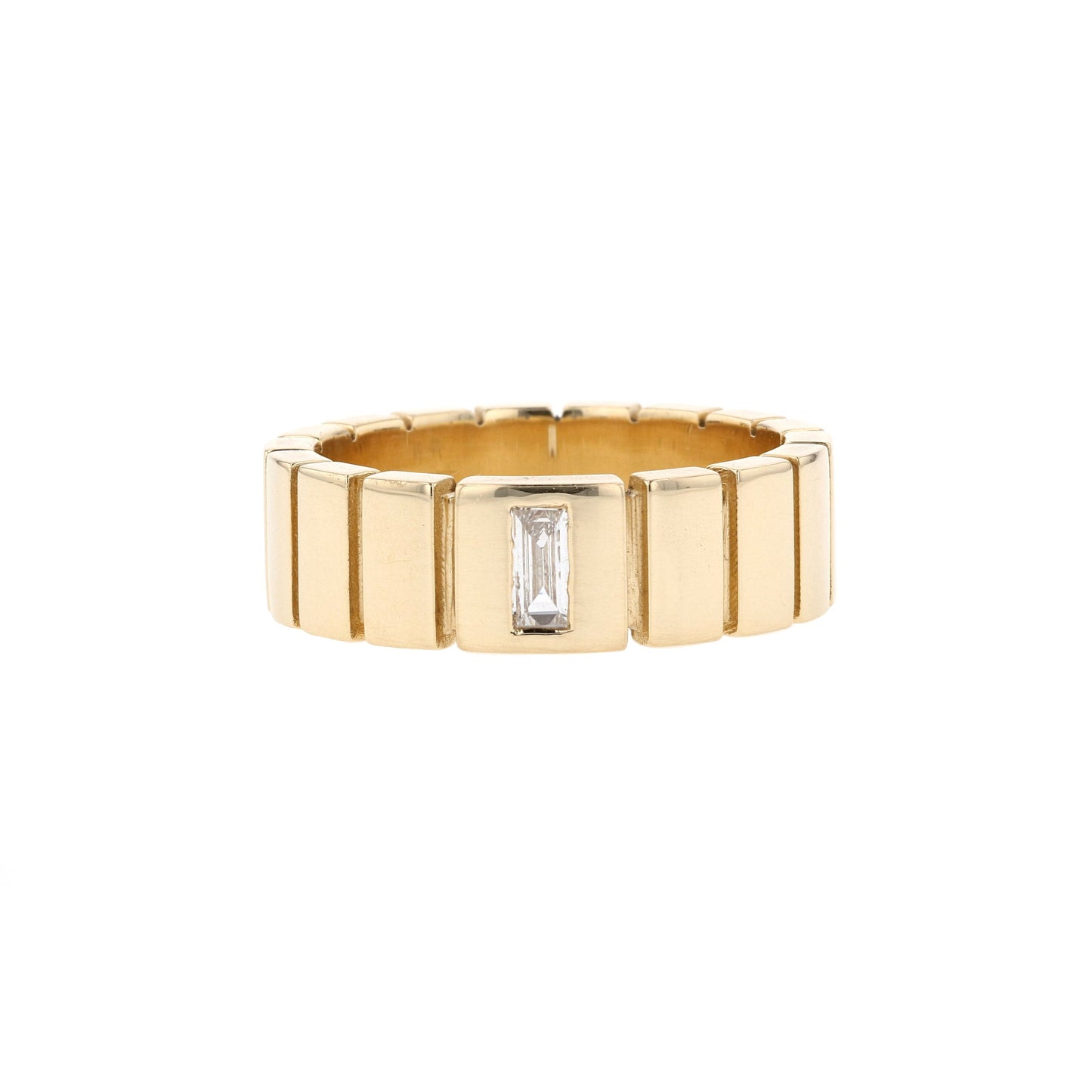 Polished Finish Stone Setting Men's Classic Wedding Band - farrellouise