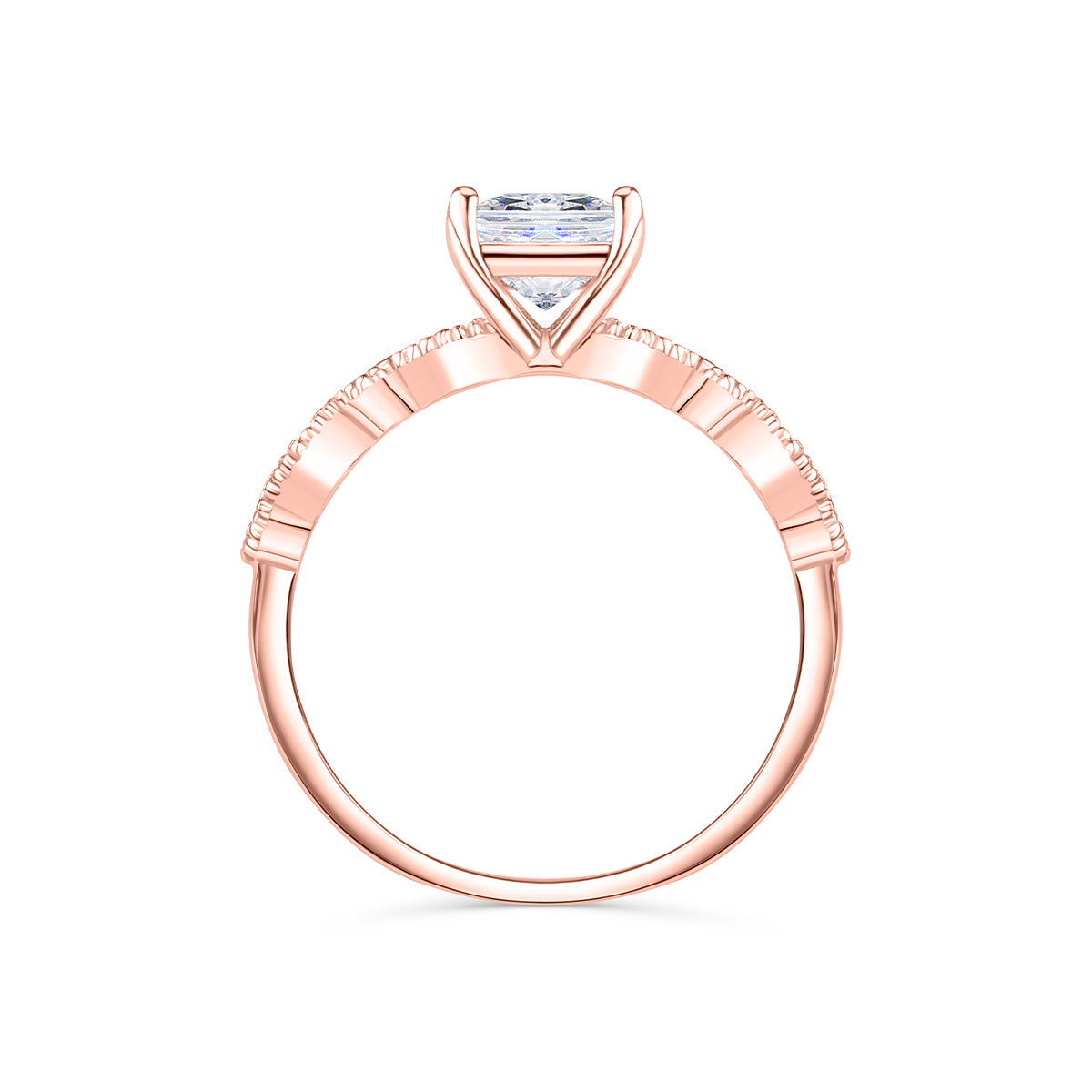 1.50 CT Radiant Moissanite Milgrain Pave Engagement Ring - farrellouise