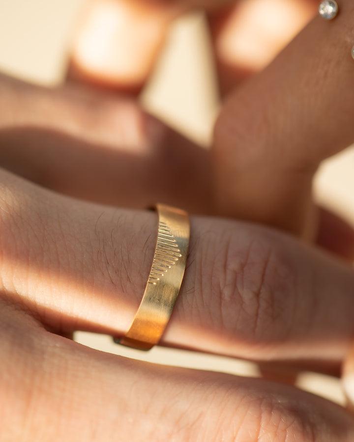 Classic Men's Wedding Band With Linear Mountains - farrellouise