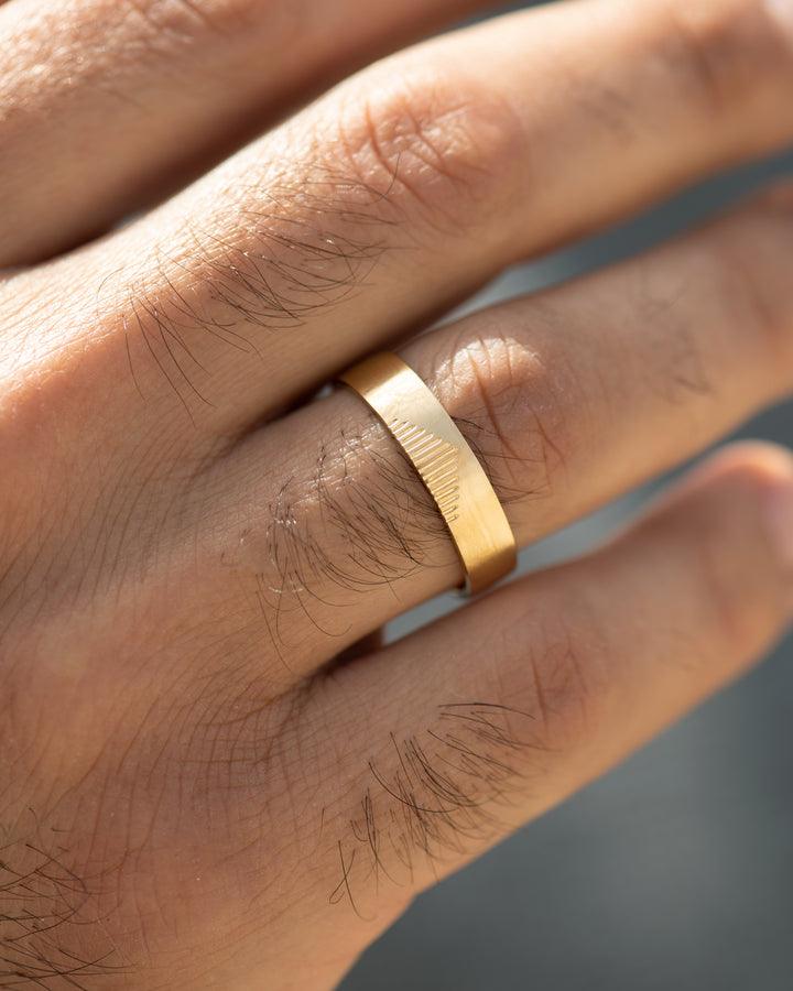 Classic Men's Wedding Band With Linear Mountains - farrellouise