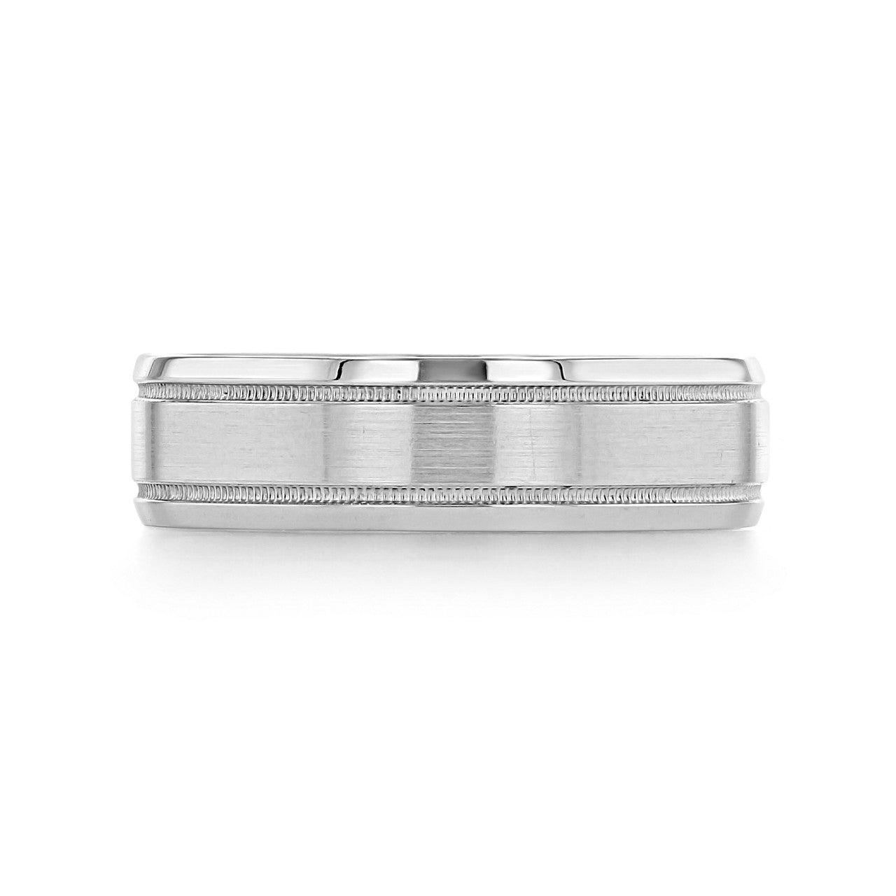 Milgrain Brushed Polish Men's Wedding Band - farrellouise