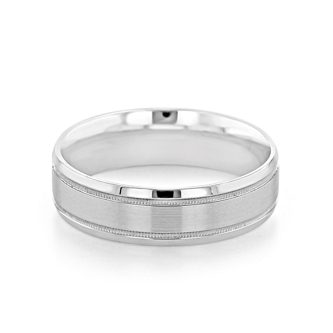 Milgrain Brushed Polish Men's Wedding Band - farrellouise