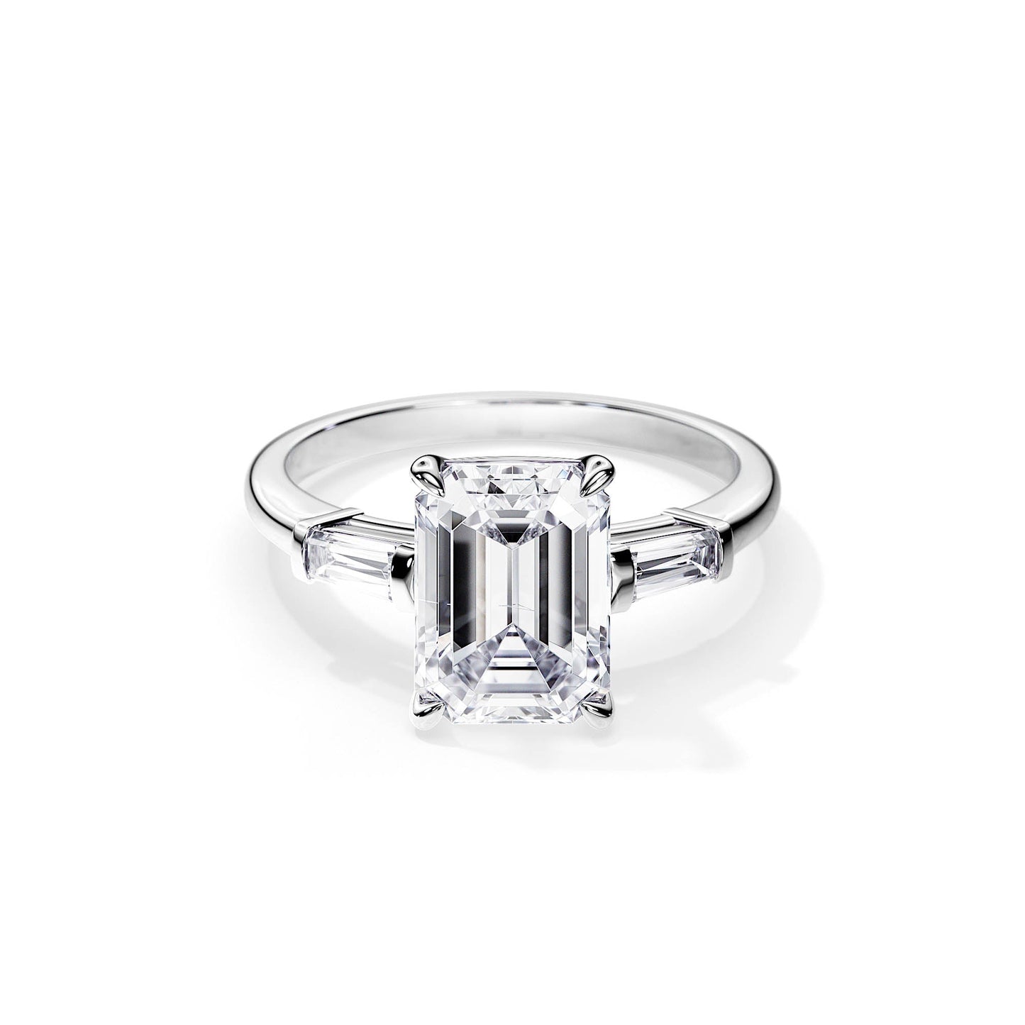 3.50 CT Three Stone Emerald Cut Moissanite Engagement Ring