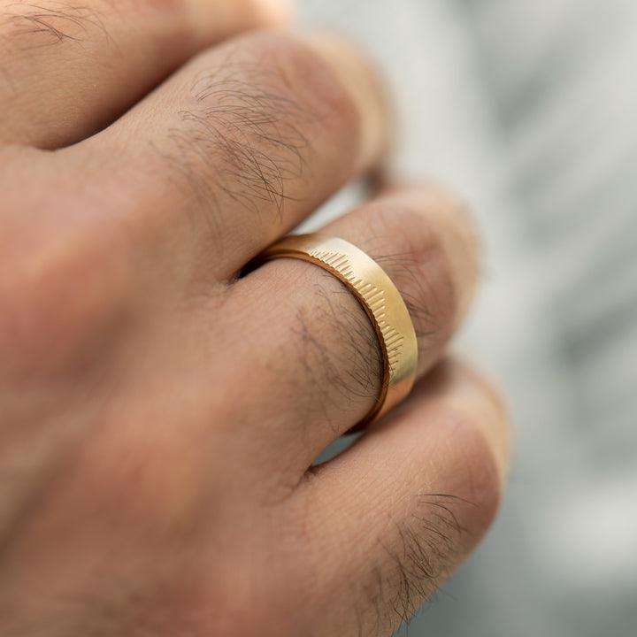 Classic Men's Wedding Band With Linear Mountains - farrellouise