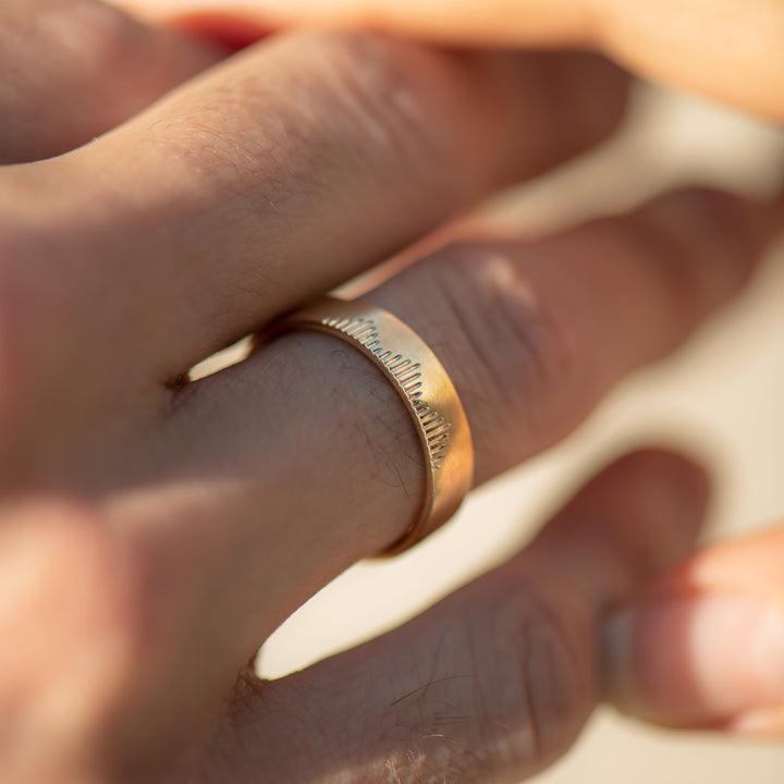 Classic Men's Wedding Band With Linear Mountains - farrellouise