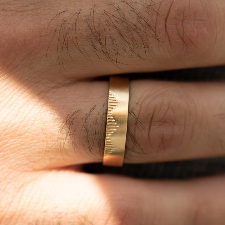 Classic Men's Wedding Band With Linear Mountains - farrellouise