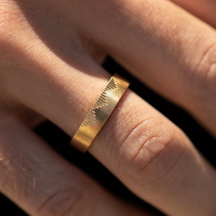 Classic Men's Wedding Band With Linear Mountains - farrellouise
