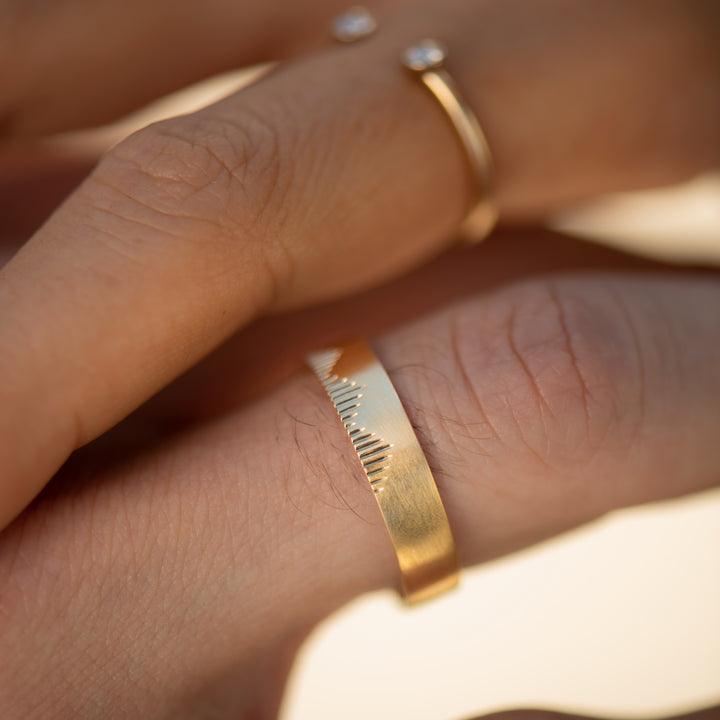 Classic Men's Wedding Band With Linear Mountains - farrellouise
