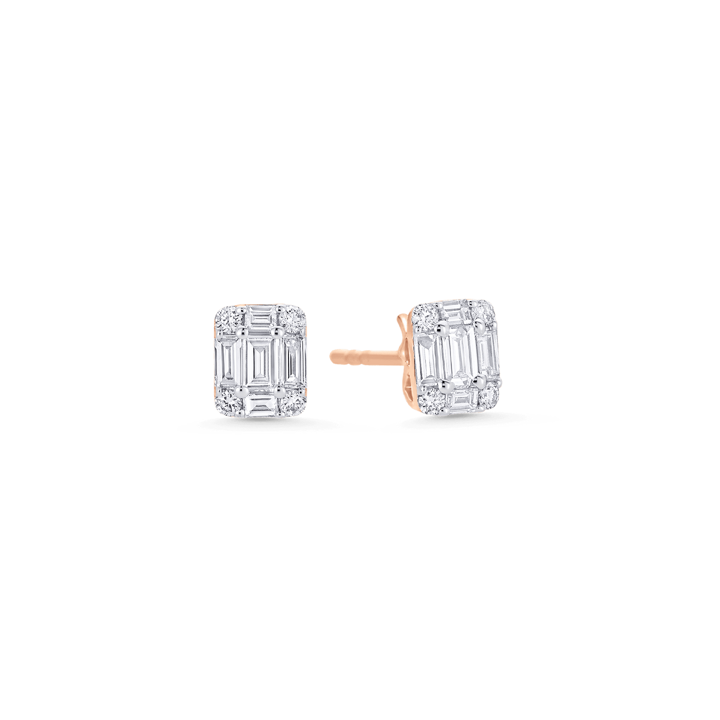 0.31 TCW Round & Emerald Moissanite Diamond Stud Earrings - farrellouise